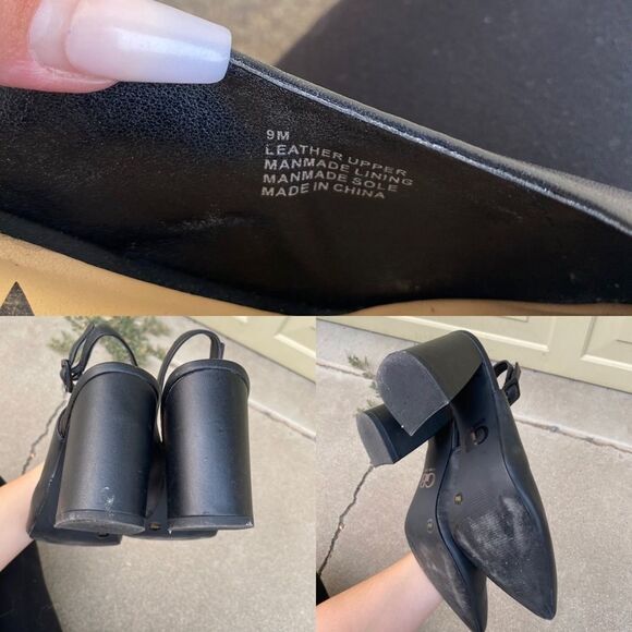 🍄 Gianni Bini Open Heel Leather Upper Chunky Heels - Picture 7 of 7